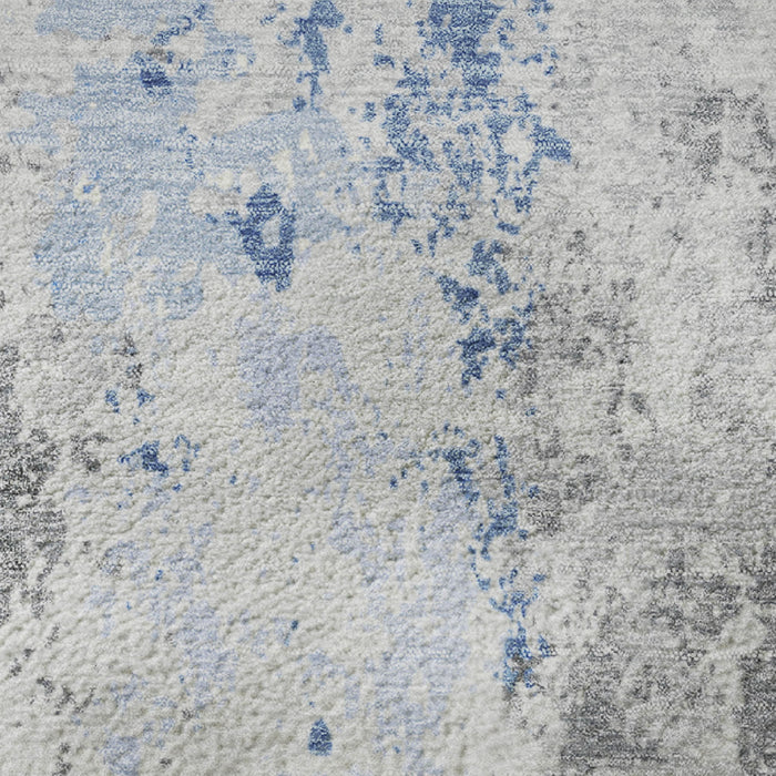10' X 14' Abstract Washable Area Rug With UV Protection (705647) - Sky Blue / Ivory