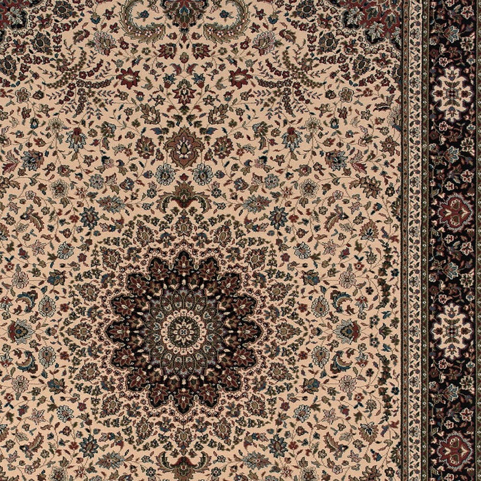 8' Oriental Square Rug - Ivory / Black
