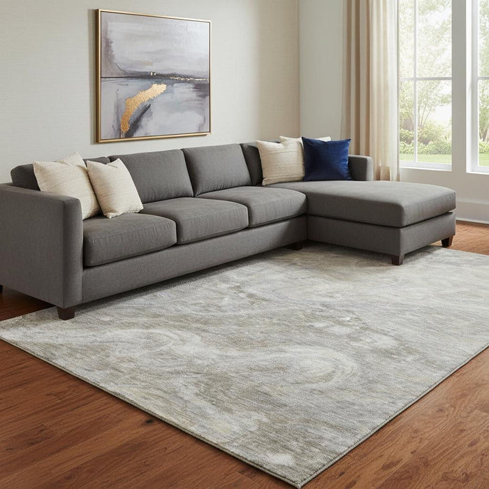 10' X 14' Abstract Washable Area Rug With UV Protection (650860) - Taupe / Gray / Ivory