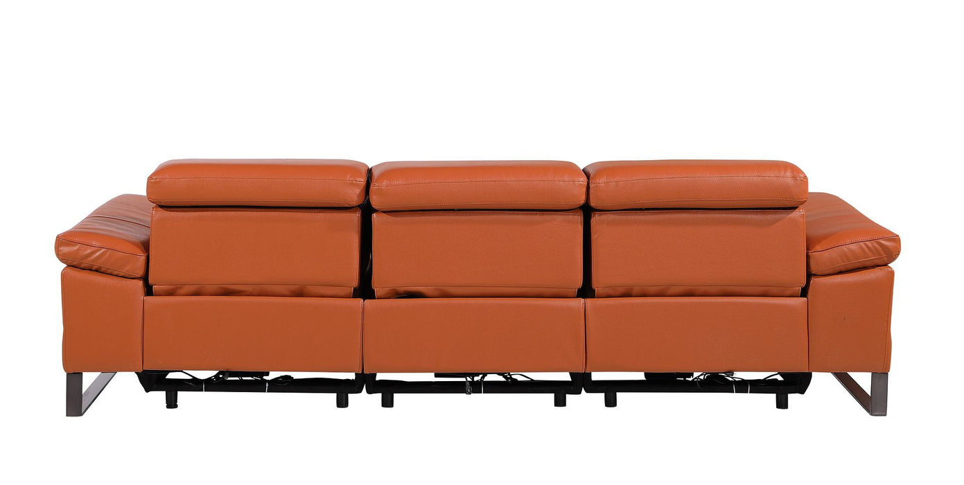 Top Grain Leather Reclining Metal USB Sofa (720338) - Camel