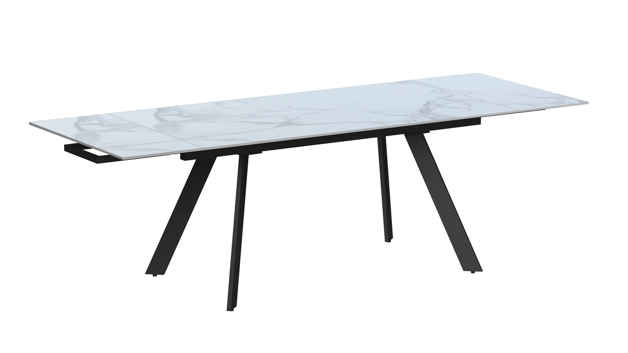 Chintaly Alexandra 5-piece extendable ceramic top dining table set with steel base, modern contemporary design.