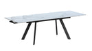 Chintaly Alexandra 5-piece extendable ceramic top dining table set with steel base, modern contemporary design.