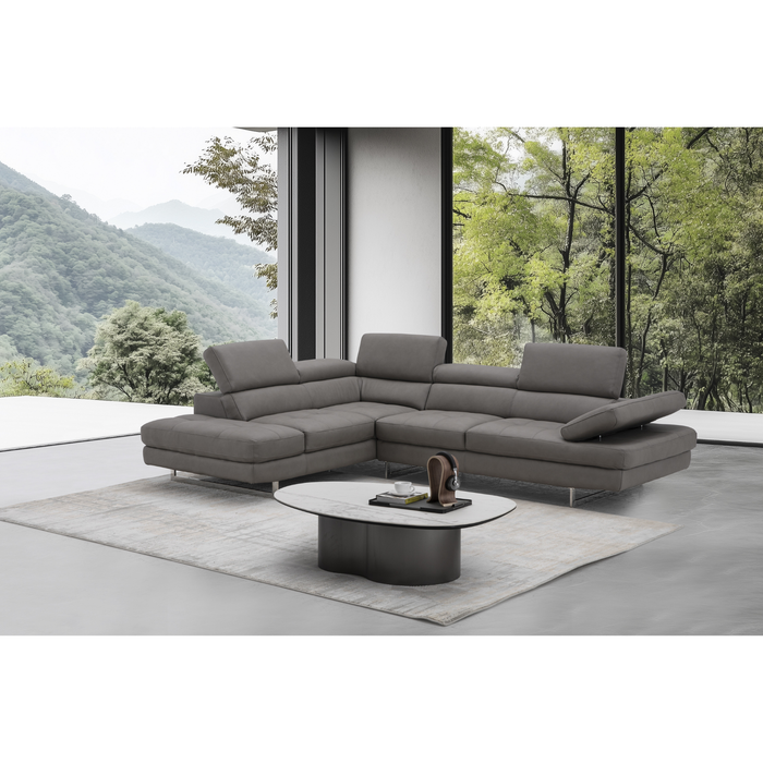 J & M Furniture A761 Italian Leather Sectional in Truffle