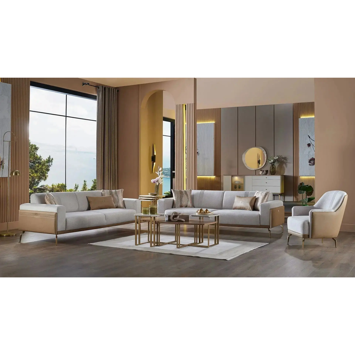 Bellona Montella Living Room Set (Vizon) - Cream