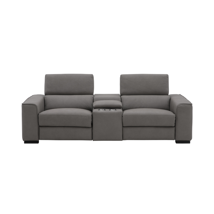 J & M Furniture Picasso Love Seat In Truffle with Console
