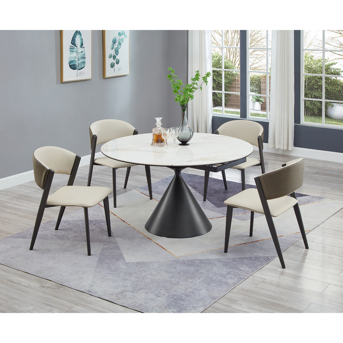 JUNIPER Contemporary Motion Extendable Dining Table | Ceramic Top with Steel Base