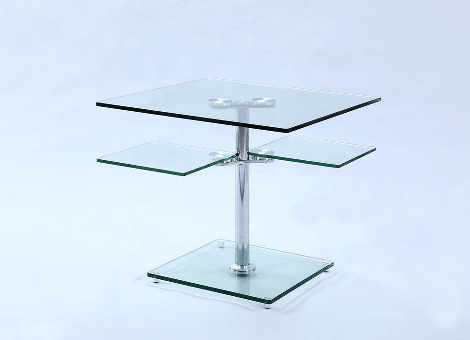 Contemporary Multi-Top Glass Lamp Table | Clear Glass & Chrome