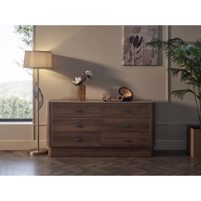 Bellona Mirante 6 Drawer Dresser - Walnut