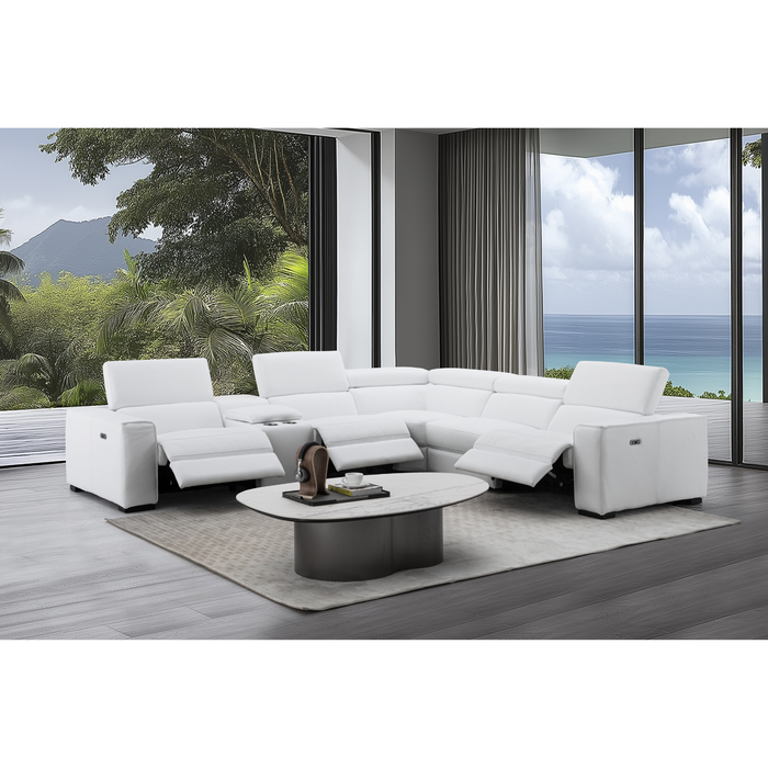 J & M Furniture Picasso Motion Sectional in Snow White