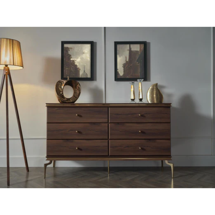 Bellona Montego 6 Drawer Dresser - MNT Walnut