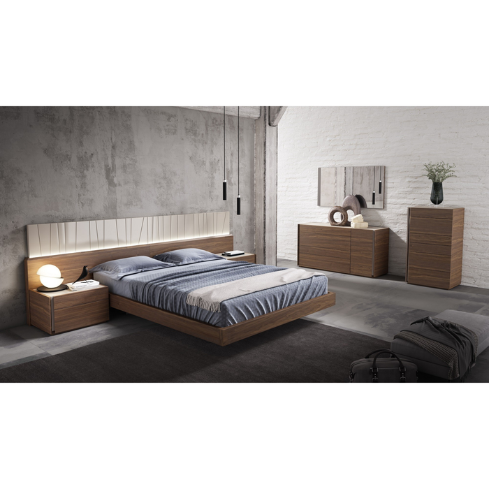 J & M Furniture Porto Premium Bedroom Sets In Walnut & Light Grey