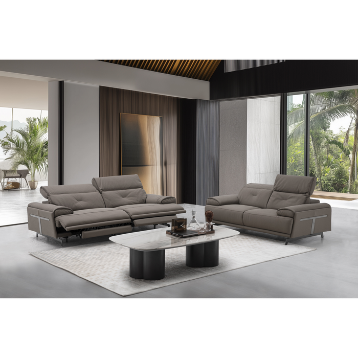 J & M Furniture Dolce Vita Reclining Sofa Set in Brownie