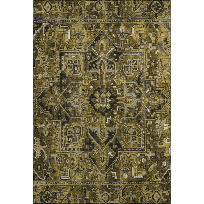 9' X 12' Oriental Washable Area Rug With UV Protection (649707) - Brown / Gray / Ivory