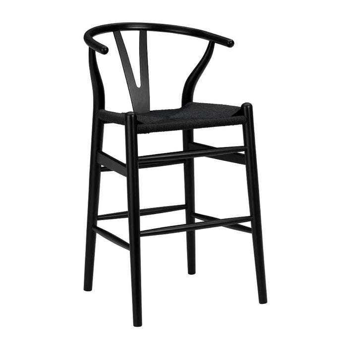 Solid Wood Counter Height Bar Chair - Black