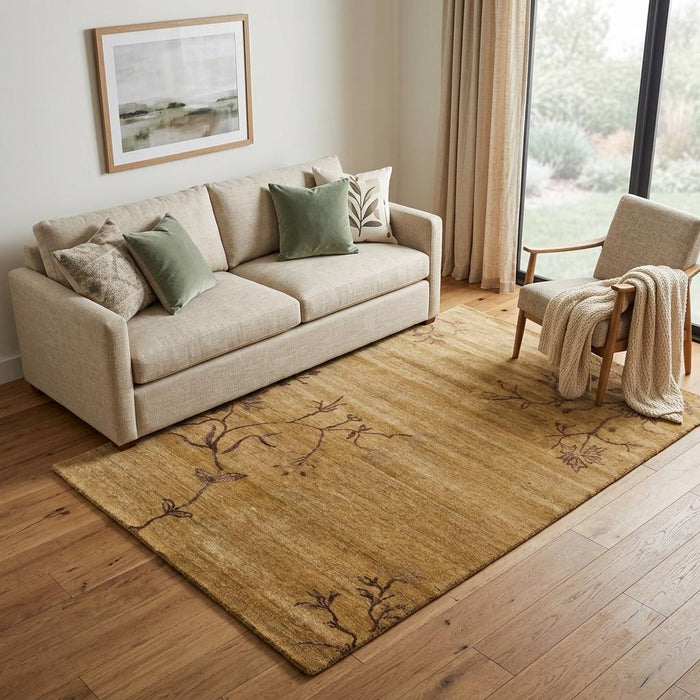 5' X 8' Wool Floral Hand Knotted Area Rug (744154) - Green / Brown