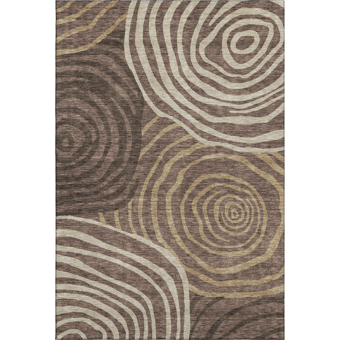 10' X 14' Abstract Washable Area Rug With UV Protection - Brown / Ivory