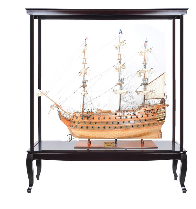 HMS Victory Boat Tabletop Sculpture With Case - Black / Light Brown