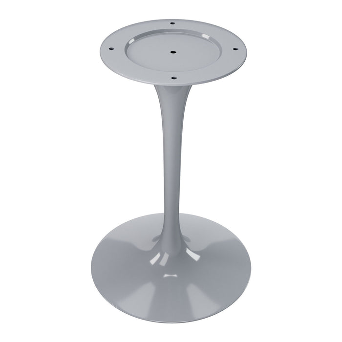 40" Rounded Marble And Metal Pedestal Base Dining Table - Gray / White