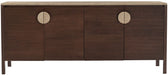 Meridian Furniture Varenna Acacia Wood Sideboard with sleek design, featuring multiple storage compartments and a natural wood finish.