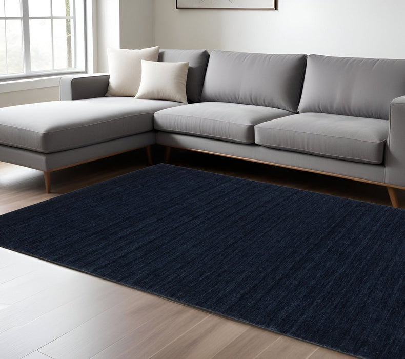 6' X 9' Casual Wool Hand Tufted Area Rug - Navy Blue