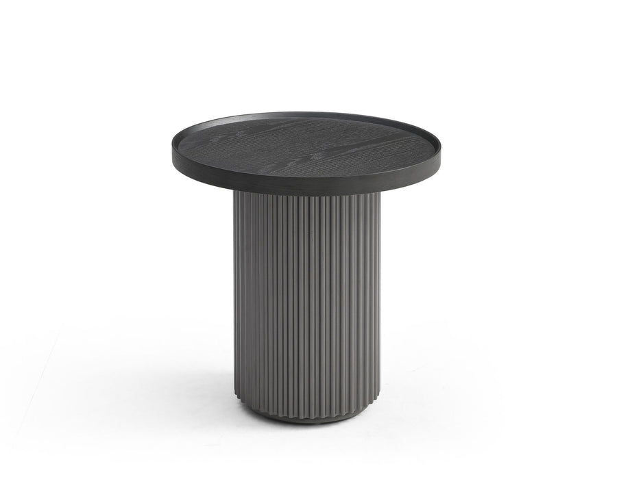 Wood Round Pedestal End Table - Dark Gray