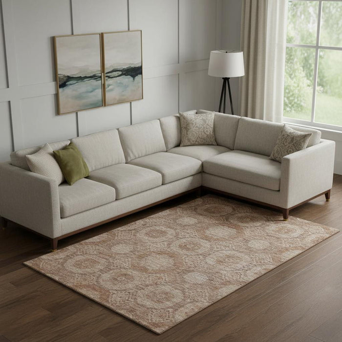 10' X 14' Abstract Geometric Washable Area Rug With UV Protection (708283) - Copper / Beige