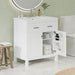 Giga modern bathroom vanity with ceramic sink, single cabinet, two doors, shelf, soft-close doors, sleek bathroom storage unit