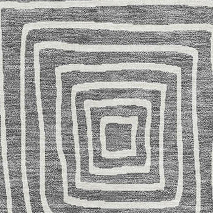 10' X 14' Geometric Washable Area Rug With UV Protection (681887) - Charcoal / Ivory
