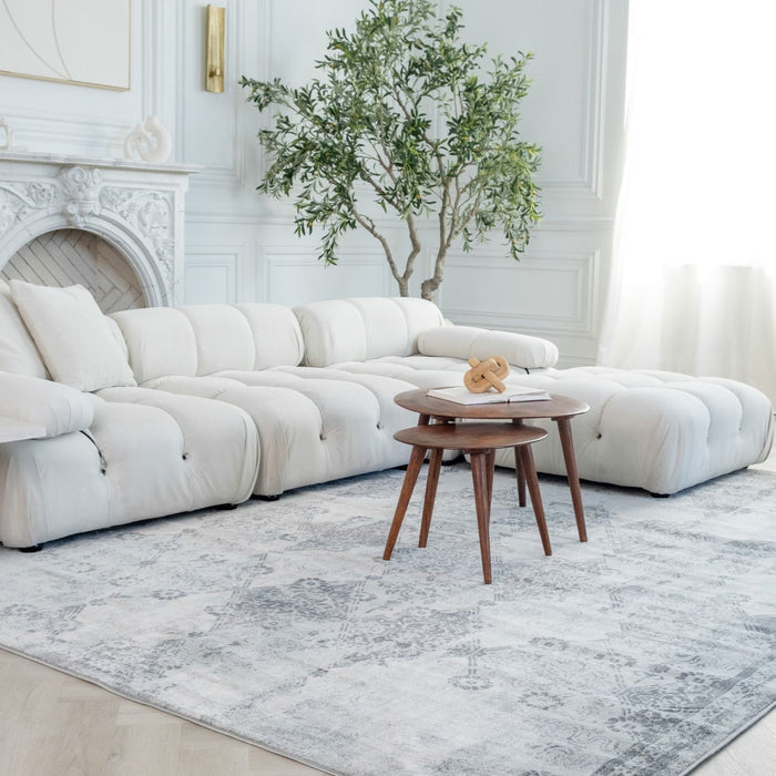8' x 11' Distressed Trellis Pattern Area Rug - Gray