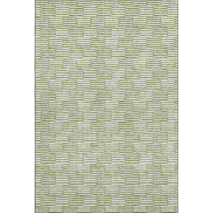10' X 14' Abstract Geometric Washable Area Rug With UV Protection (672983) - Green / Ivory