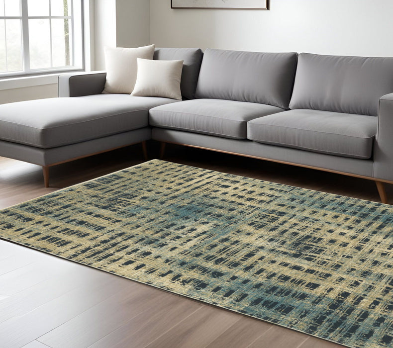 10' X 13' Geometric Area Rug - Beige / Blue