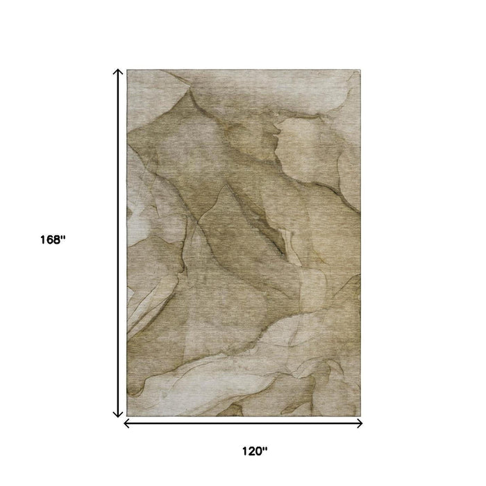 10' X 14' Abstract Washable Area Rug With UV Protection (651094) - Brown / Ivory / Beige