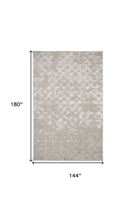12' x 15' Abstract Area Rug - Silver Gray And White