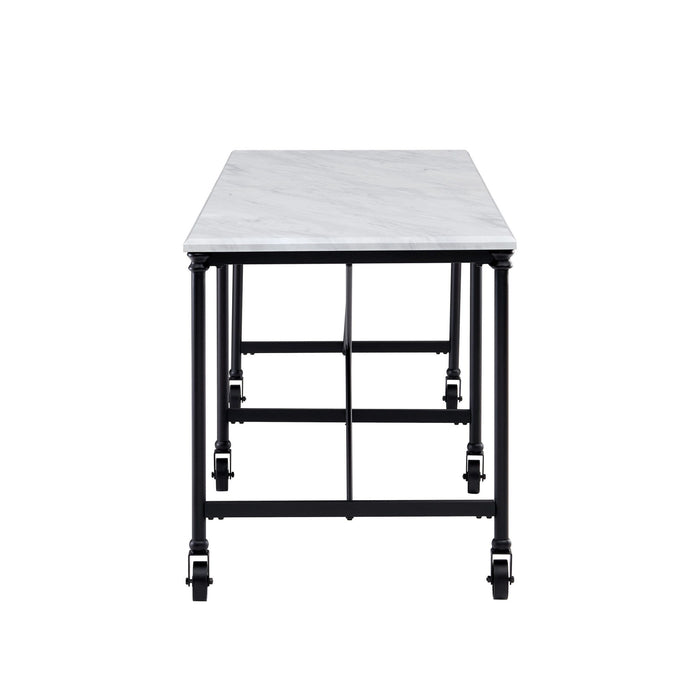 70" Rolling Kitchen Island and - Black / White
