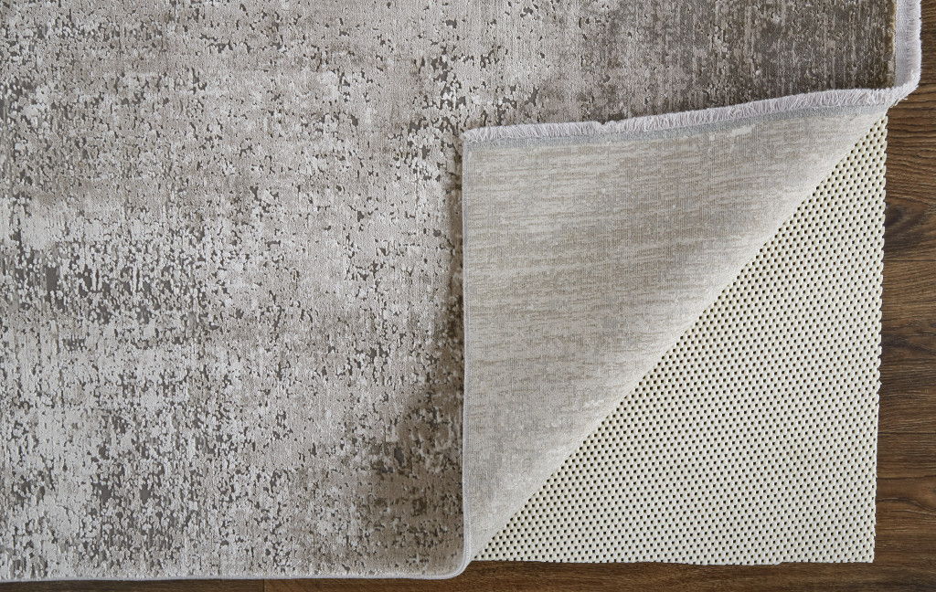 13' X 20' Abstract Power Loom Distressed Area Rug - Tan Ivory And Gray