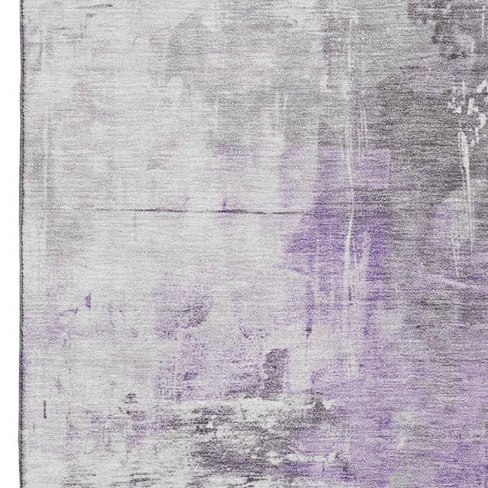 10' X 14' Abstract Washable Area Rug With UV Protection (696680) - Purple / Ivory / Gray