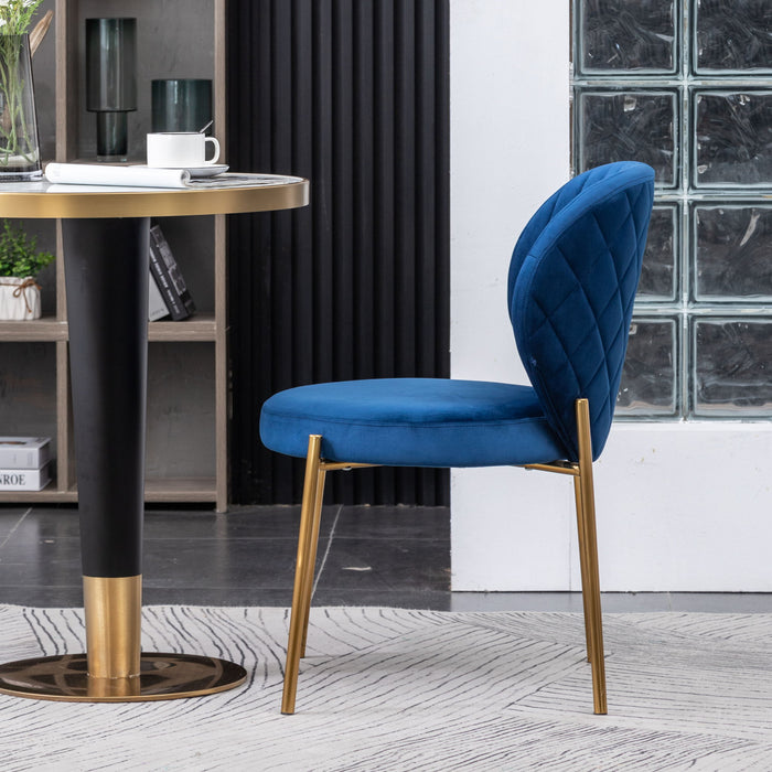 Giga Amoa contemporary velvet upholstery blue dining chair, side chair with sleek modern design and cushioned seat.