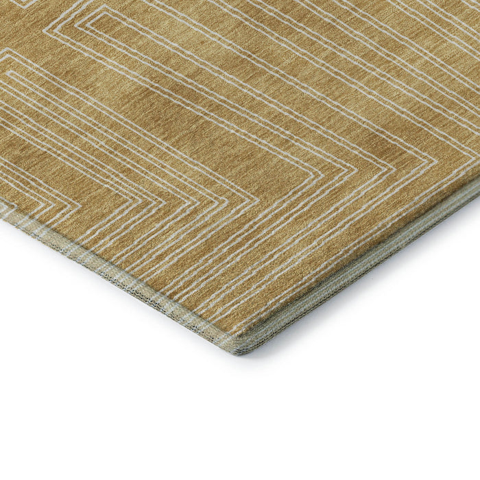 10' X 14' Geometric Washable Area Rug With UV Protection (681977) - Gold / Ivory
