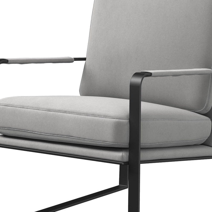 35" Contemporary Velvet And Metal Lounge Chair - Gray