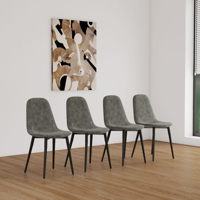 Set of four Giga modern accent dining chairs with upholstered seats and metal legs, stylish and comfortable for dining spaces