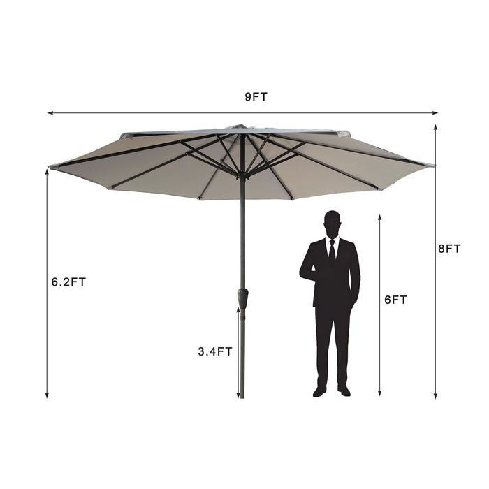 Giga patio market umbrella with 8 steel ribs, UV-resistant waterproof canopy, providing shade and sun protection outdoors
