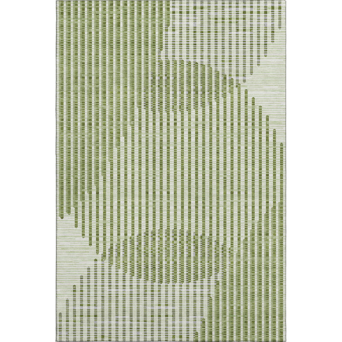 10' X 14' Geometric Washable Area Rug With UV Protection (678790) - Green / Ivory / Gray