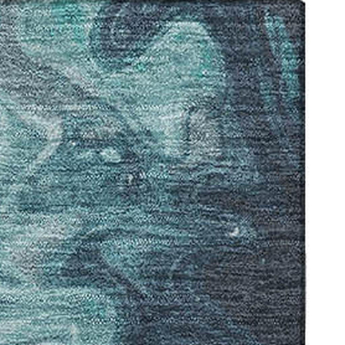 10' X 14' Abstract Washable Area Rug With UV Protection (697248) - Teal / Gray / Silver