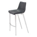 Set of two black and silver 30-inch steel low back bar height chairs by HomeRoots, ideal for bar or counter seating.