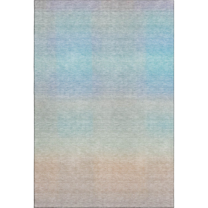 10' X 14' Striped Washable Area Rug With UV Protection (699622) - Sky Blue / Peach / Lilac