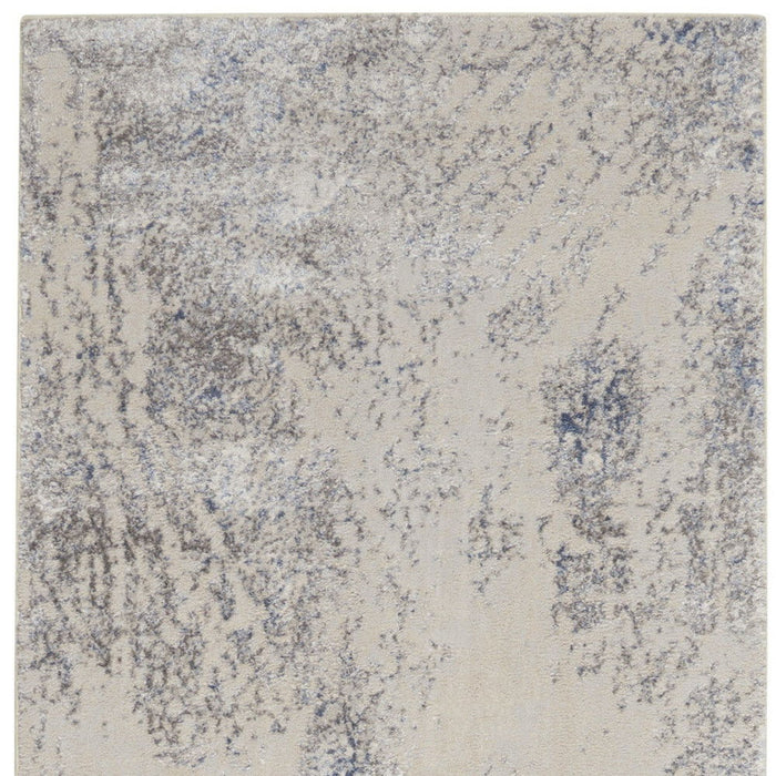 8' Abstract Non Skid Runner Rug (552480) - Ivory / Blue / Gray