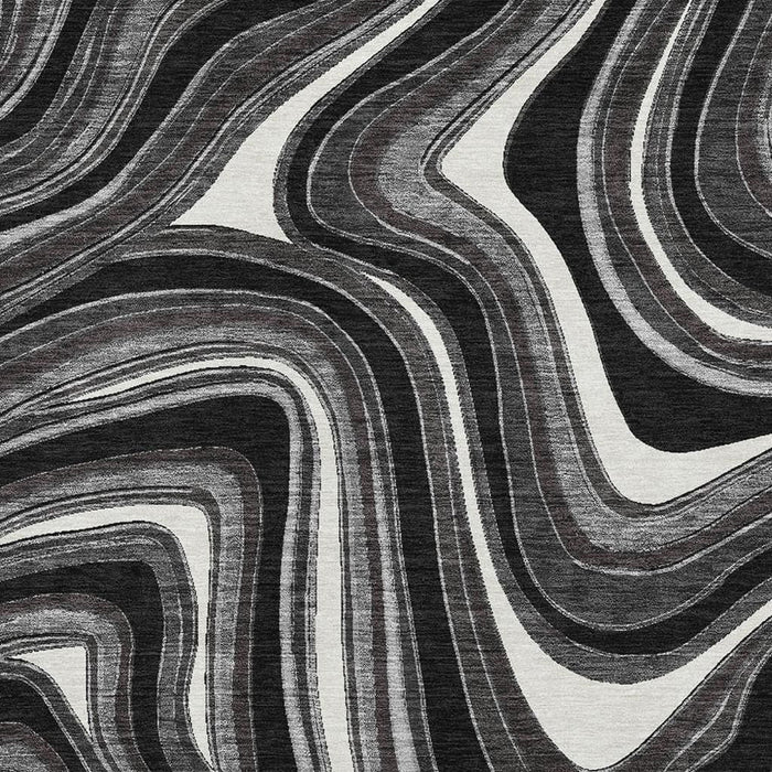 10' X 14' Marble Washable Area Rug With UV Protection - Black
