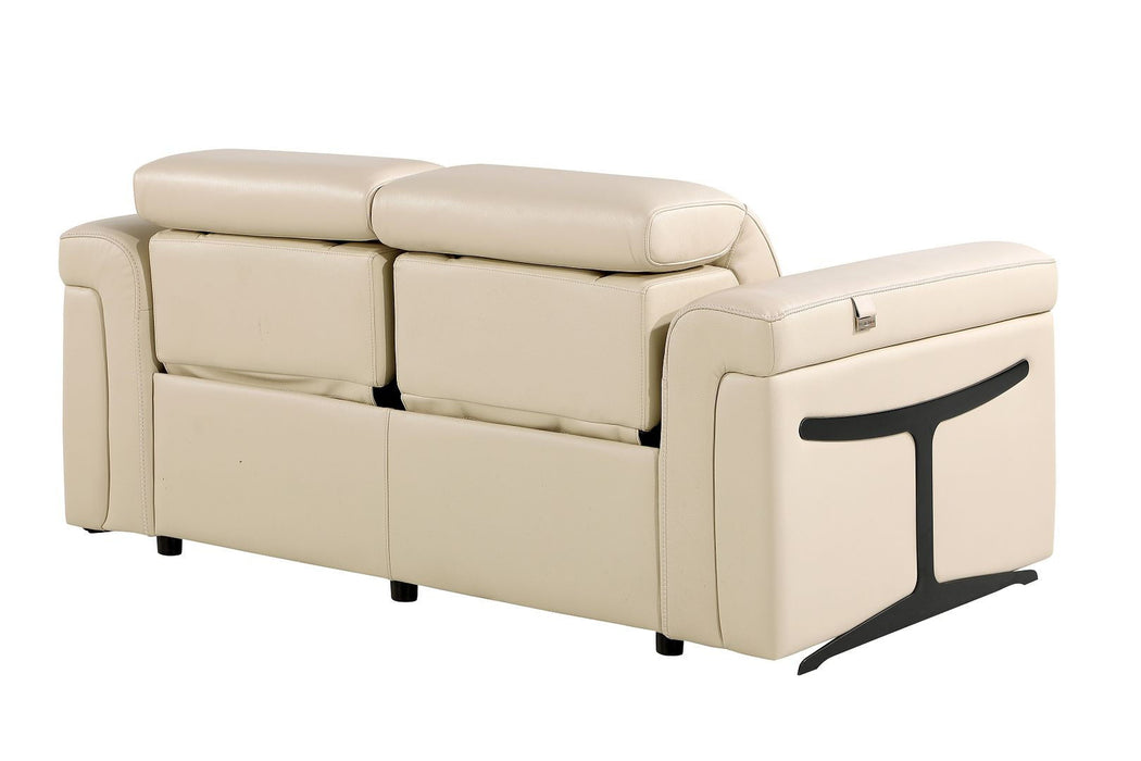 Italian Leather Power Reclining Loveseat (720491) - Cream / Black