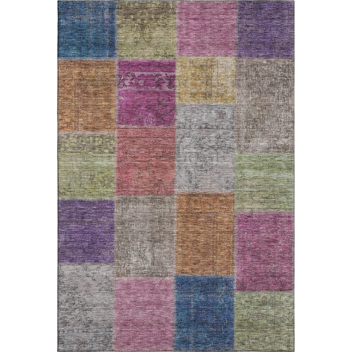 8' X 10' Patchwork Washable Area Rug With UV Protection (655160) - Copper / Blue / Purple