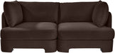 Meridian Furniture Hammond velvet performance fabric 2-piece loveseat sectional with plush upholstery and modern design.